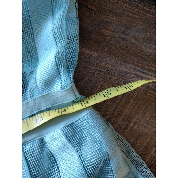 The Clothing Company Light Aqua Blue Lace Striped Overlay Midi Dress Size Large - Picture 13 of 13